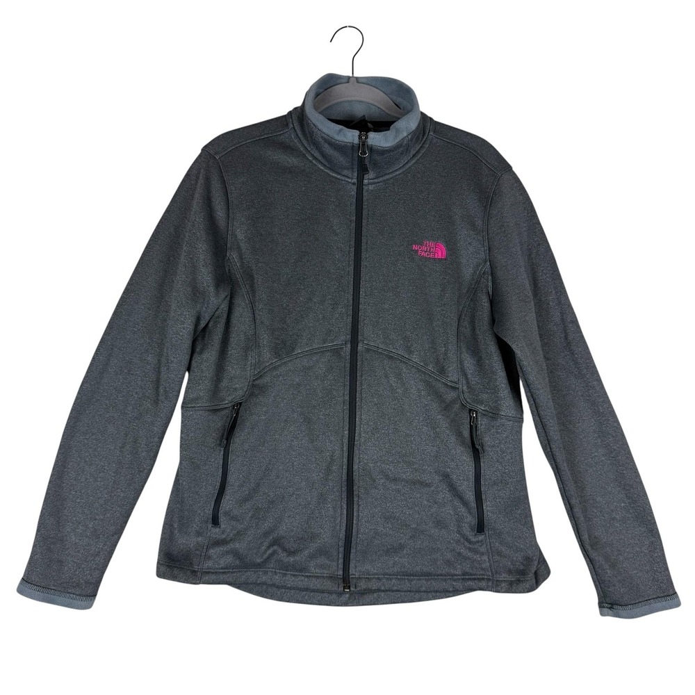 The North‎ Face Jacket Womens Medium Gray Full Zip Fleece Outdoor Pockets Logo